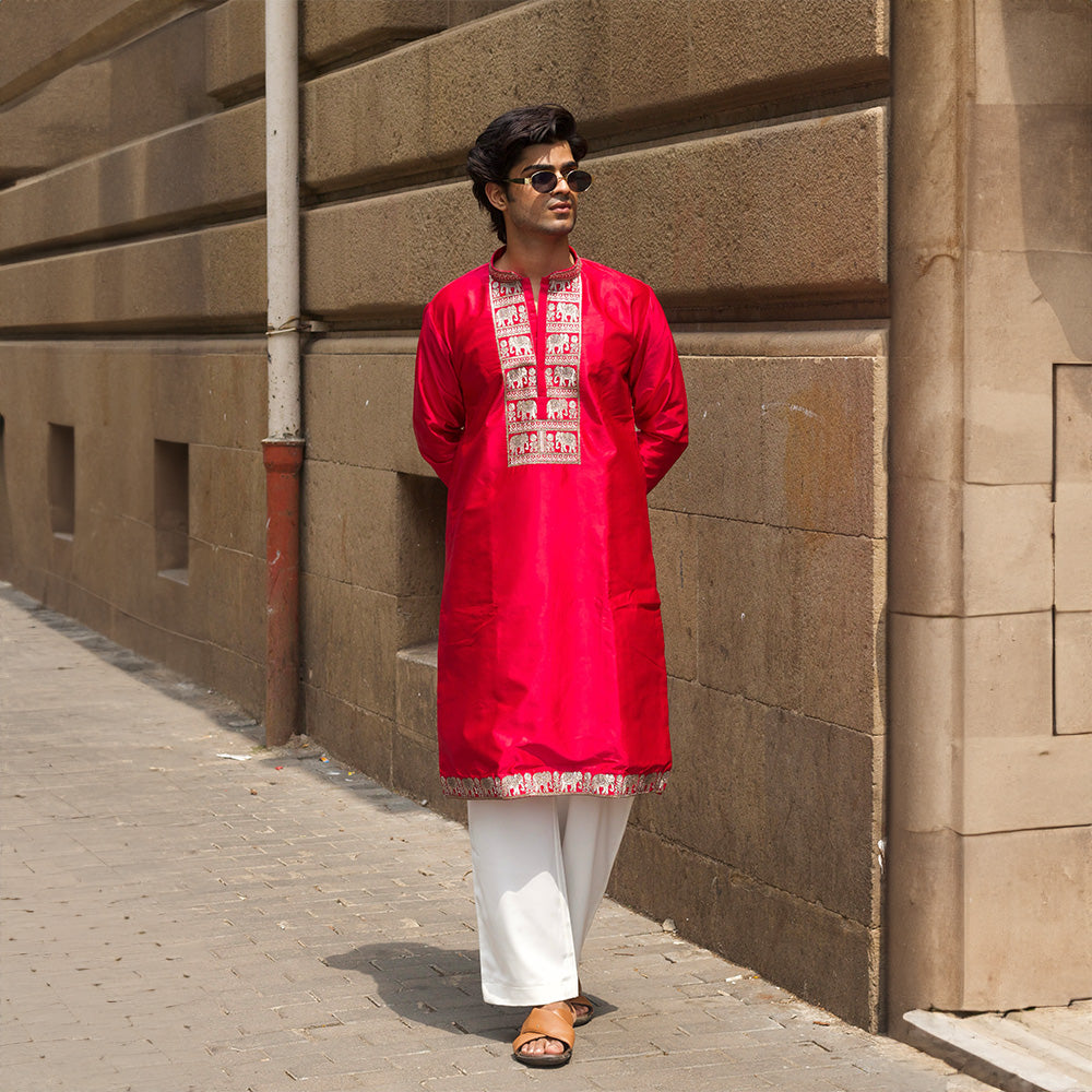 Rath Yatra Red Pichwai Kurta