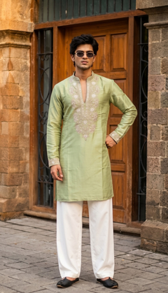 Sage Green Embroidered Kurta