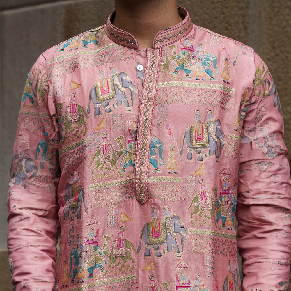 Gulabi Royal Procession Kurta