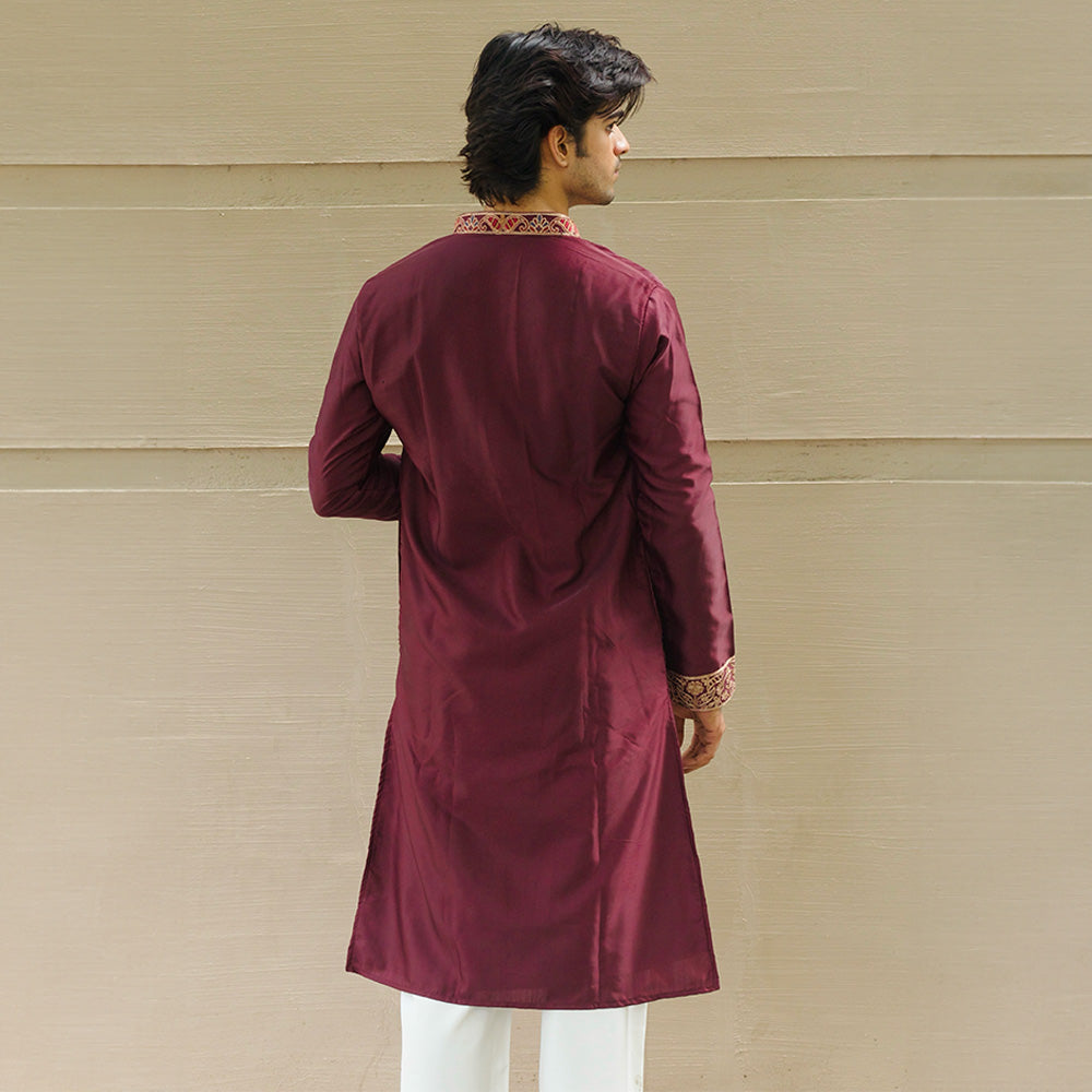 Maroon Peacock Elegance Kurta