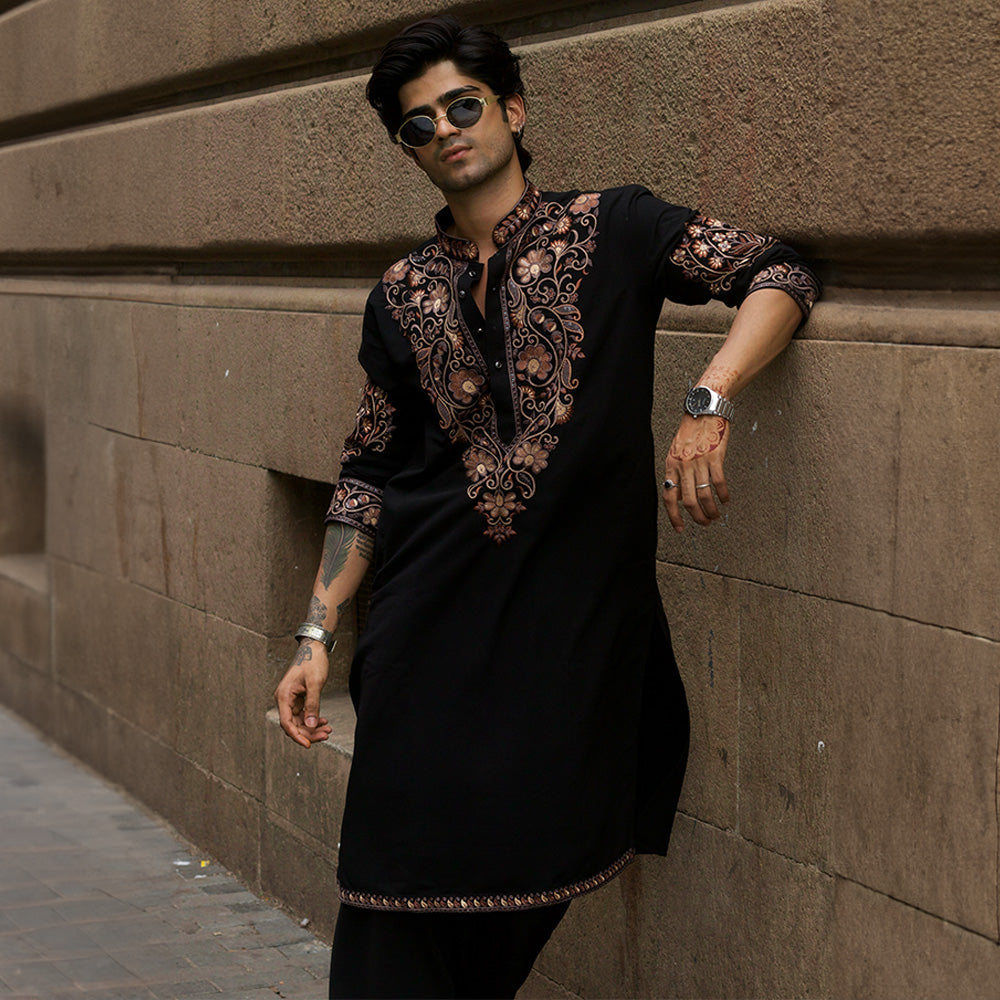Black Royale Zari Kurta