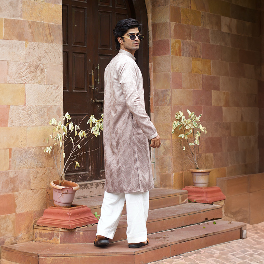 Champagne Herringbone Classic Kurta