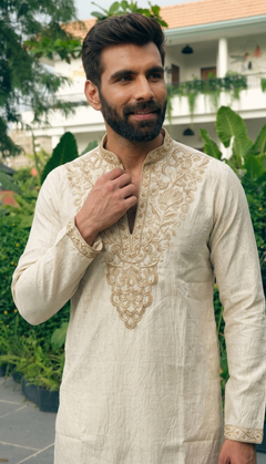Ivory Floral Motif Kurta