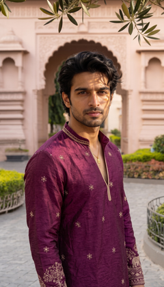 Wine Purple Elephant Motif Kurta