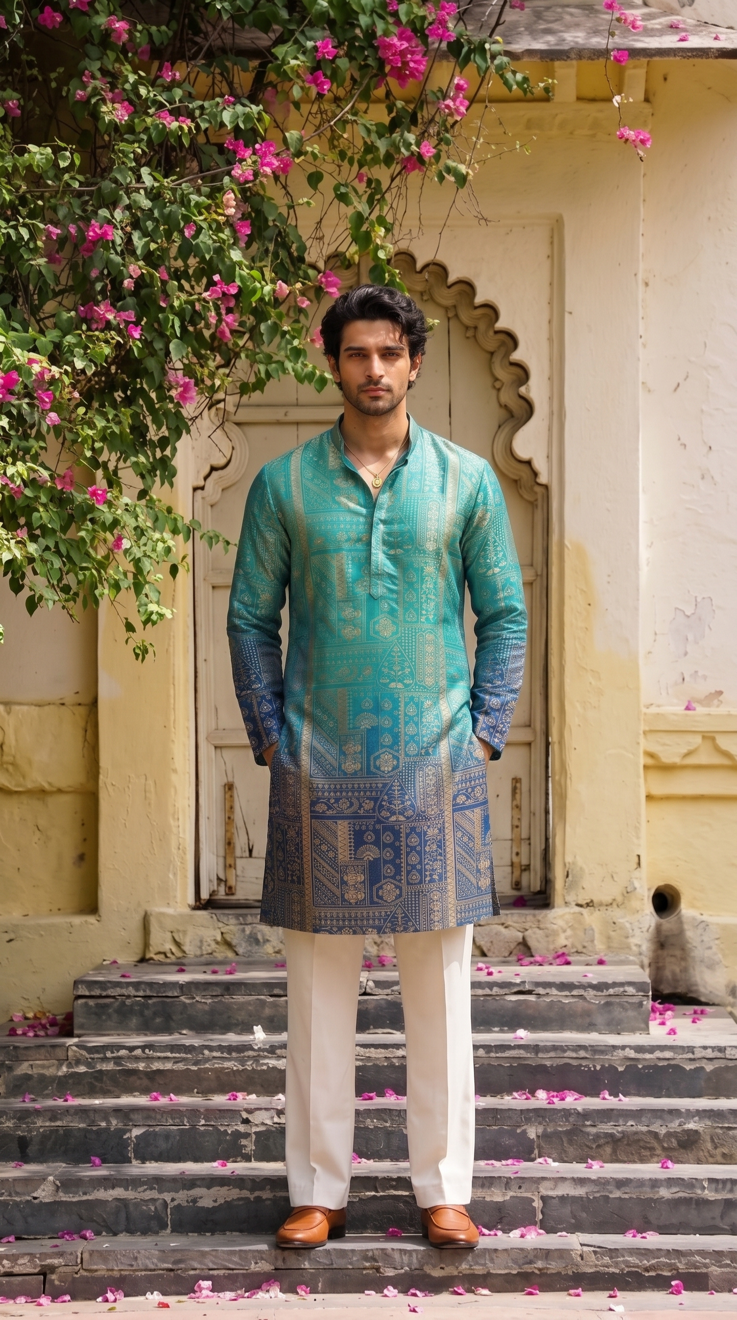 Azure Heritage Printed Kurta