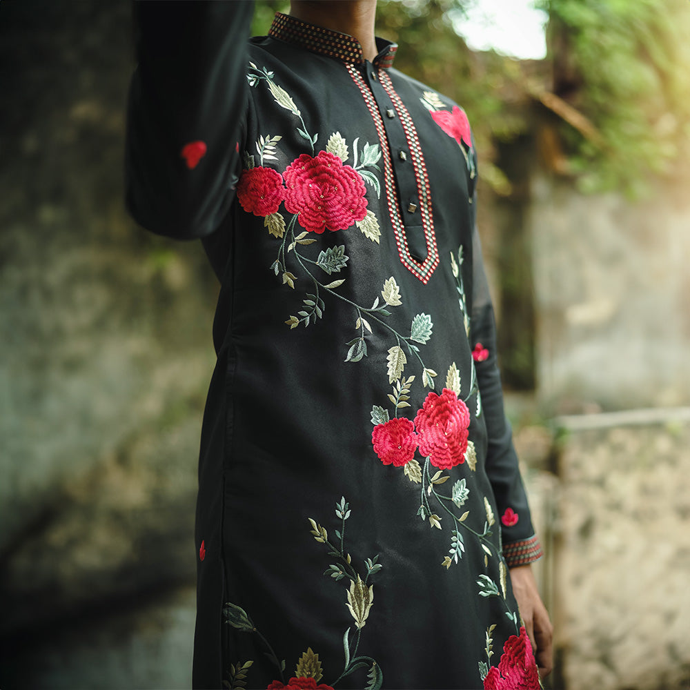Noir Bloom Embroidered Kurta