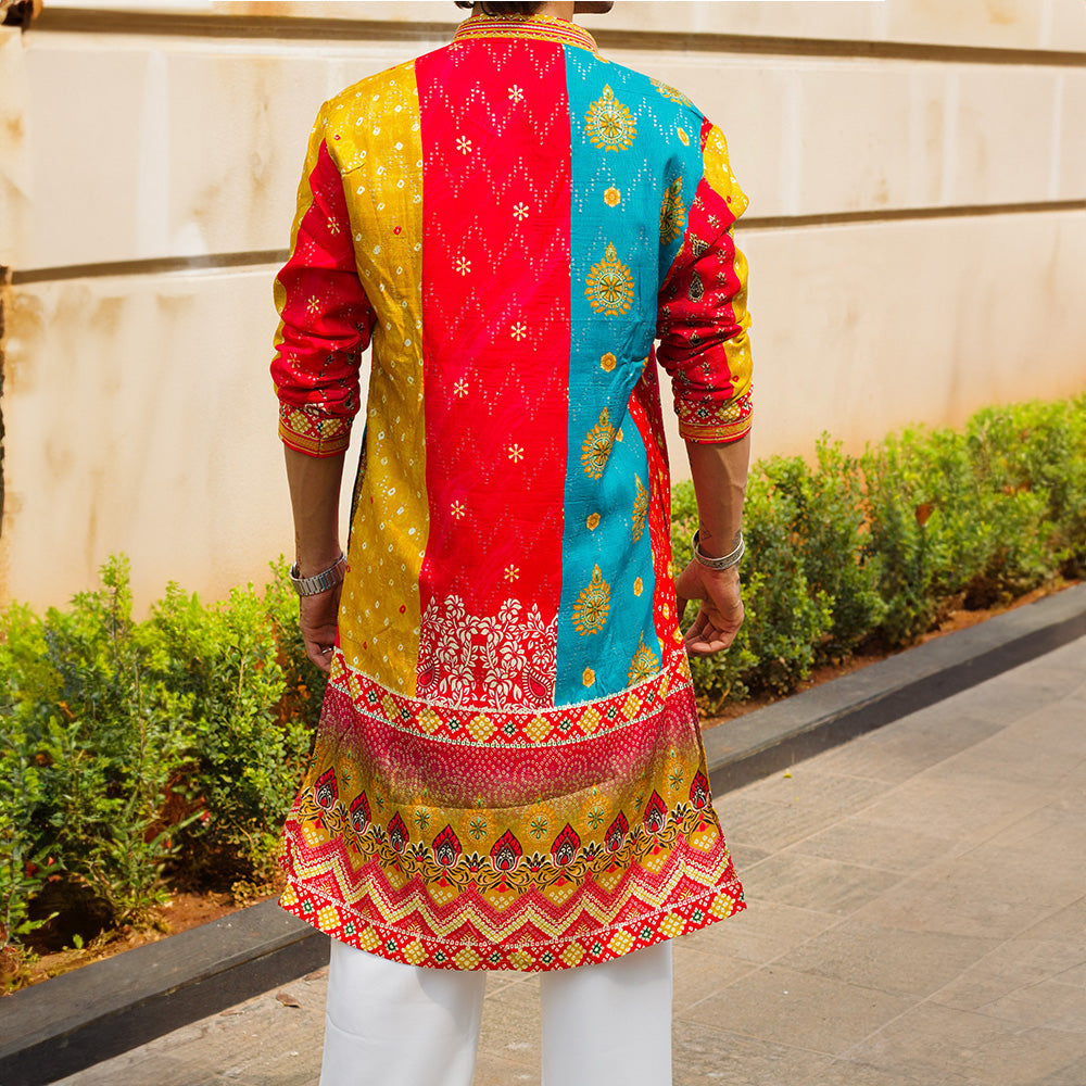 Rangilo Bandhani Patchwork Kurta