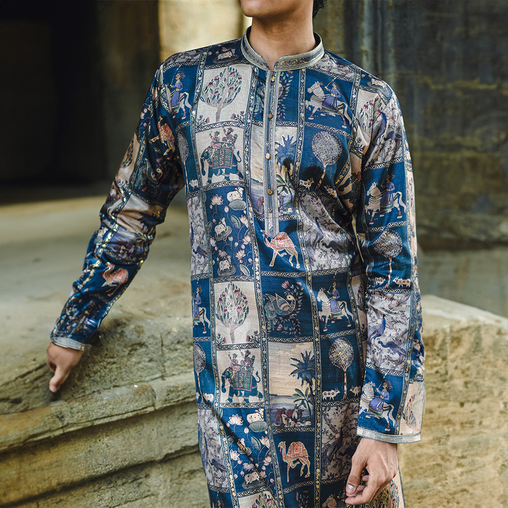 Midnight Jungle Mosaic Kurta