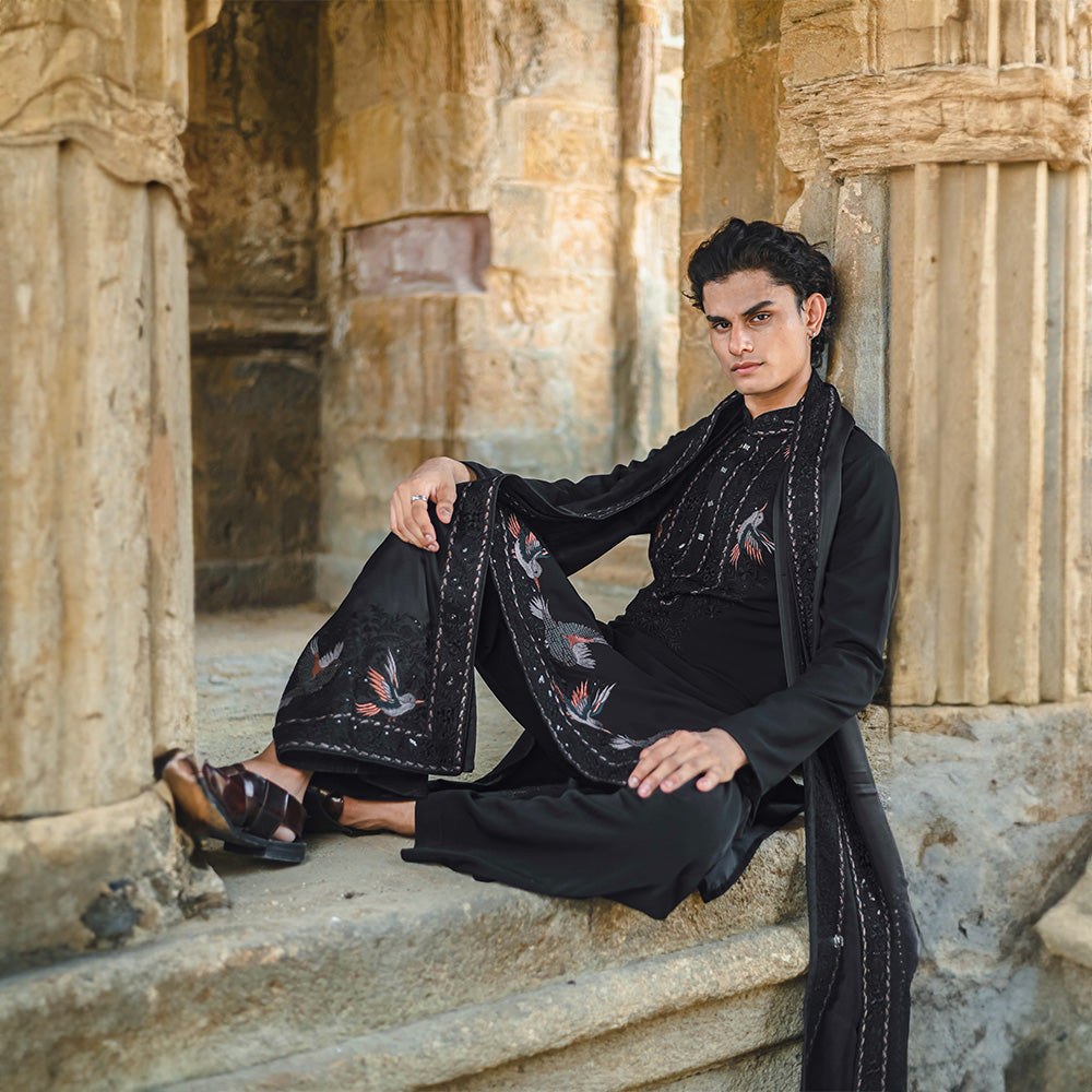 Black Vriksha Pichwai Kurta