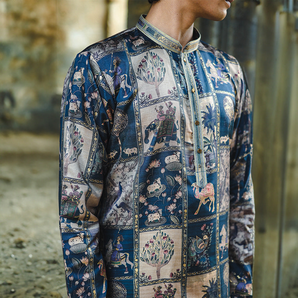 Midnight Jungle Mosaic Kurta