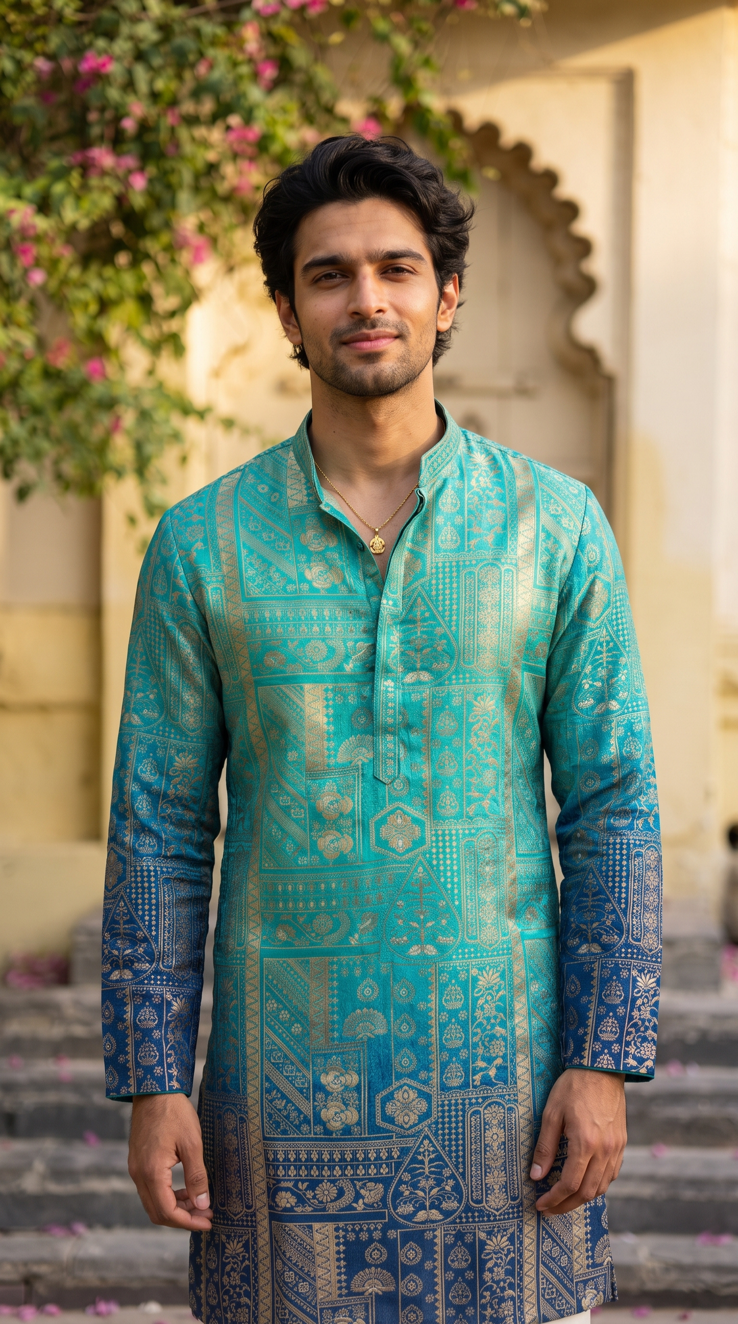 Azure Heritage Printed Kurta
