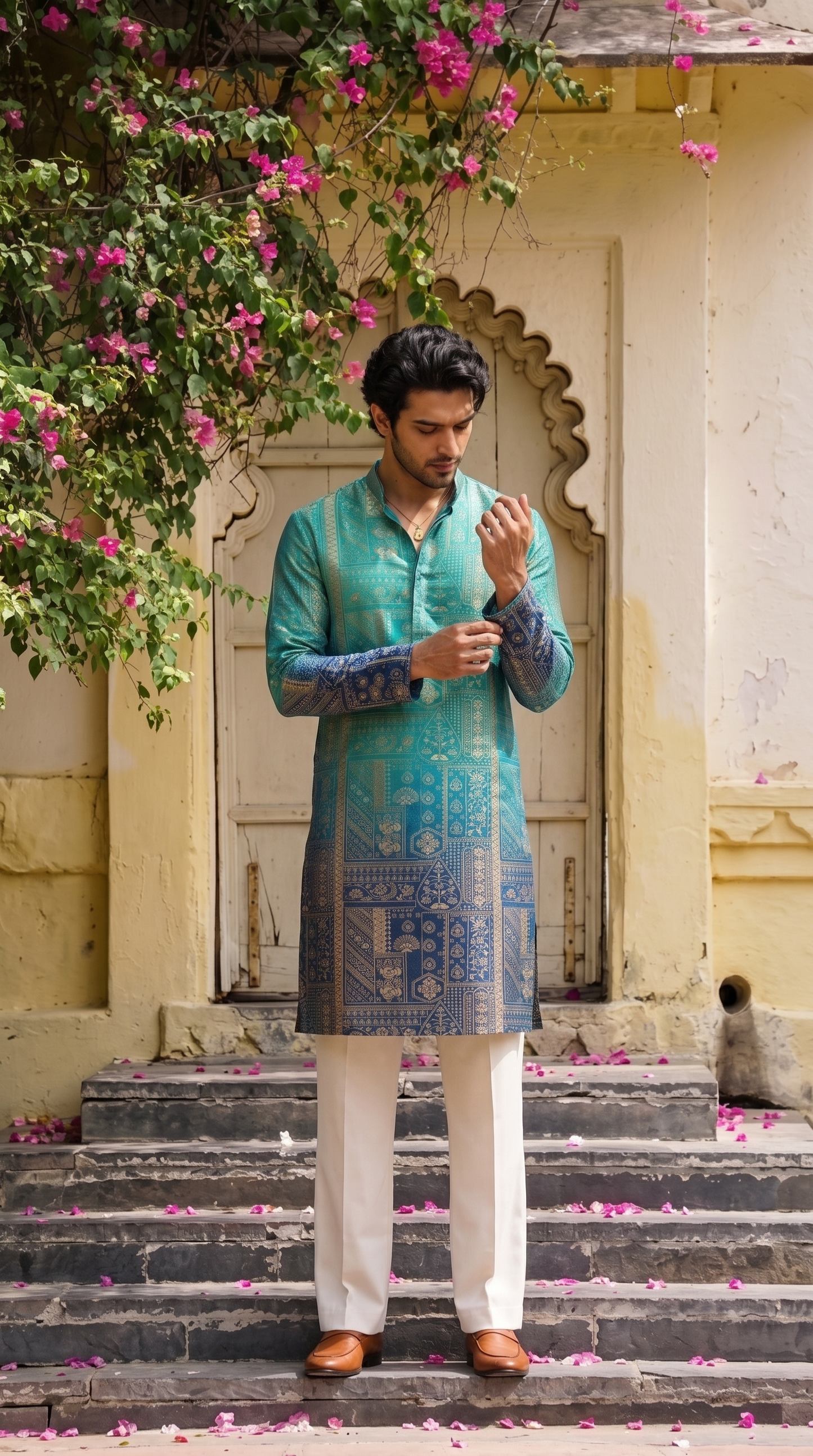 Azure Heritage Printed Kurta