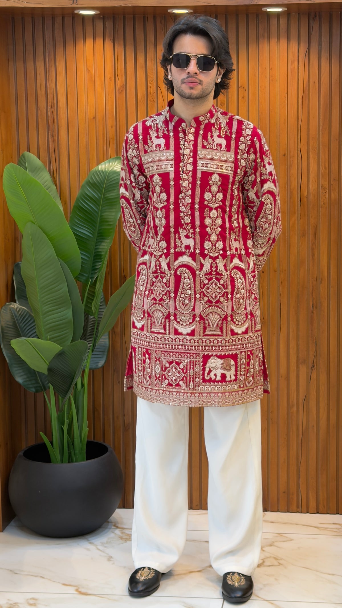 Maharaja Crimson Heritage Kurta Set