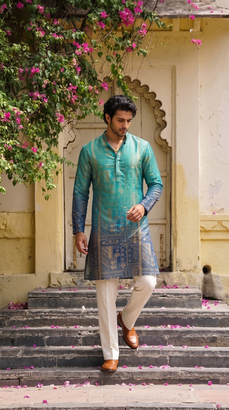 Azure Heritage Printed Kurta