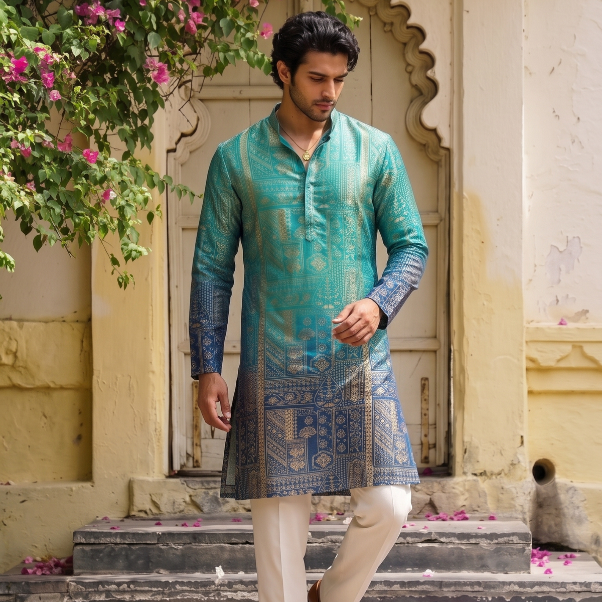 Azure Heritage Printed Kurta