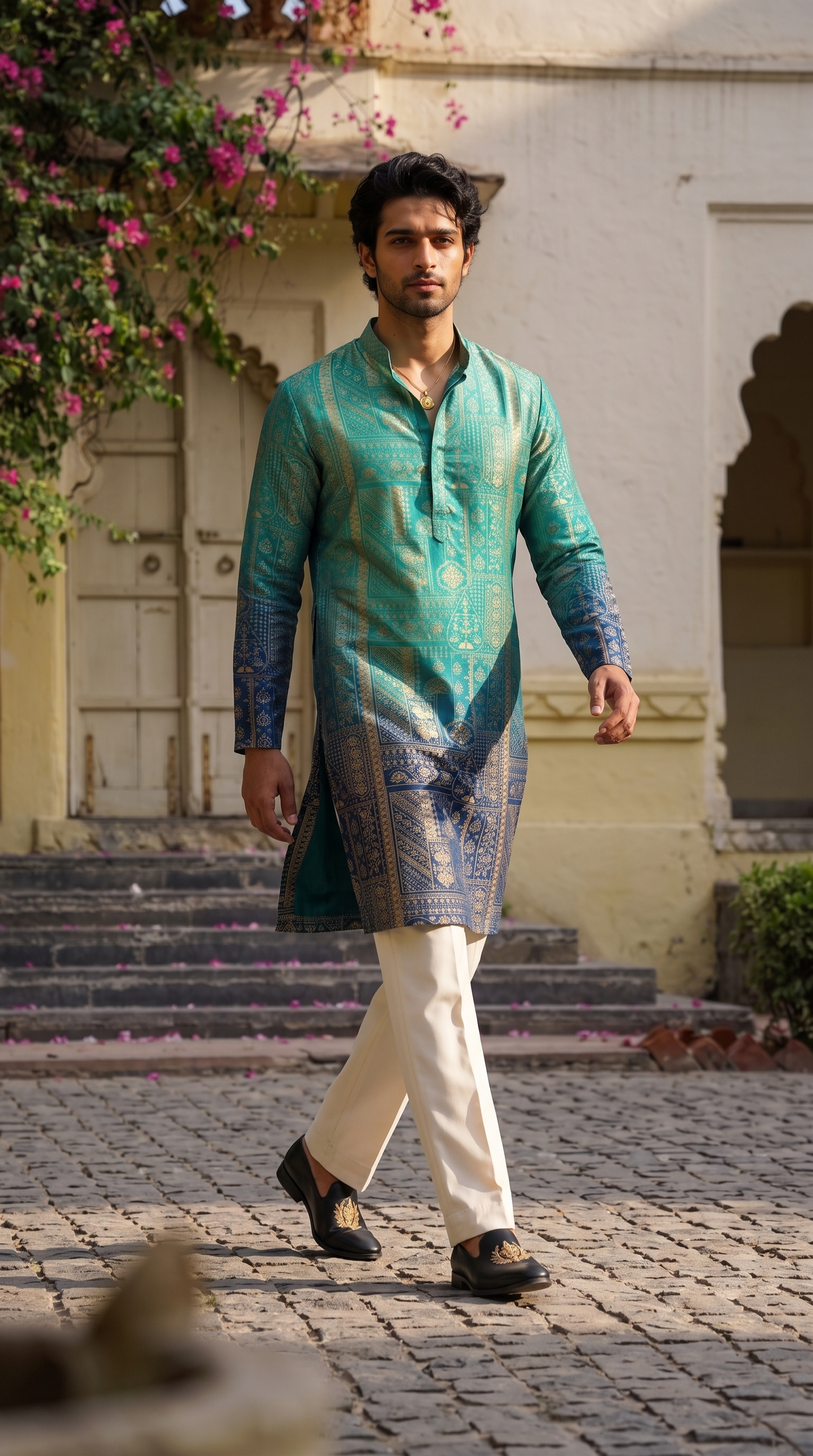 Azure Heritage Printed Kurta