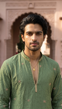 Pista Green Elephant Motif Kurta