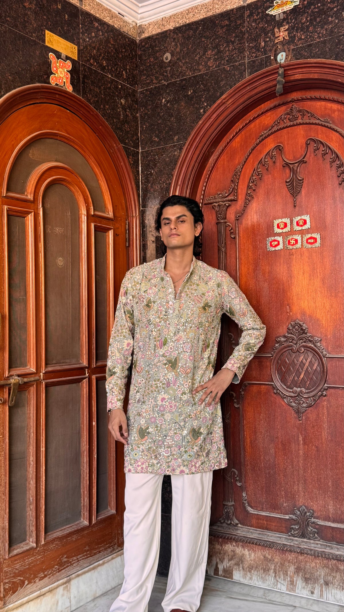 Vantara Green Embroidery Kurta