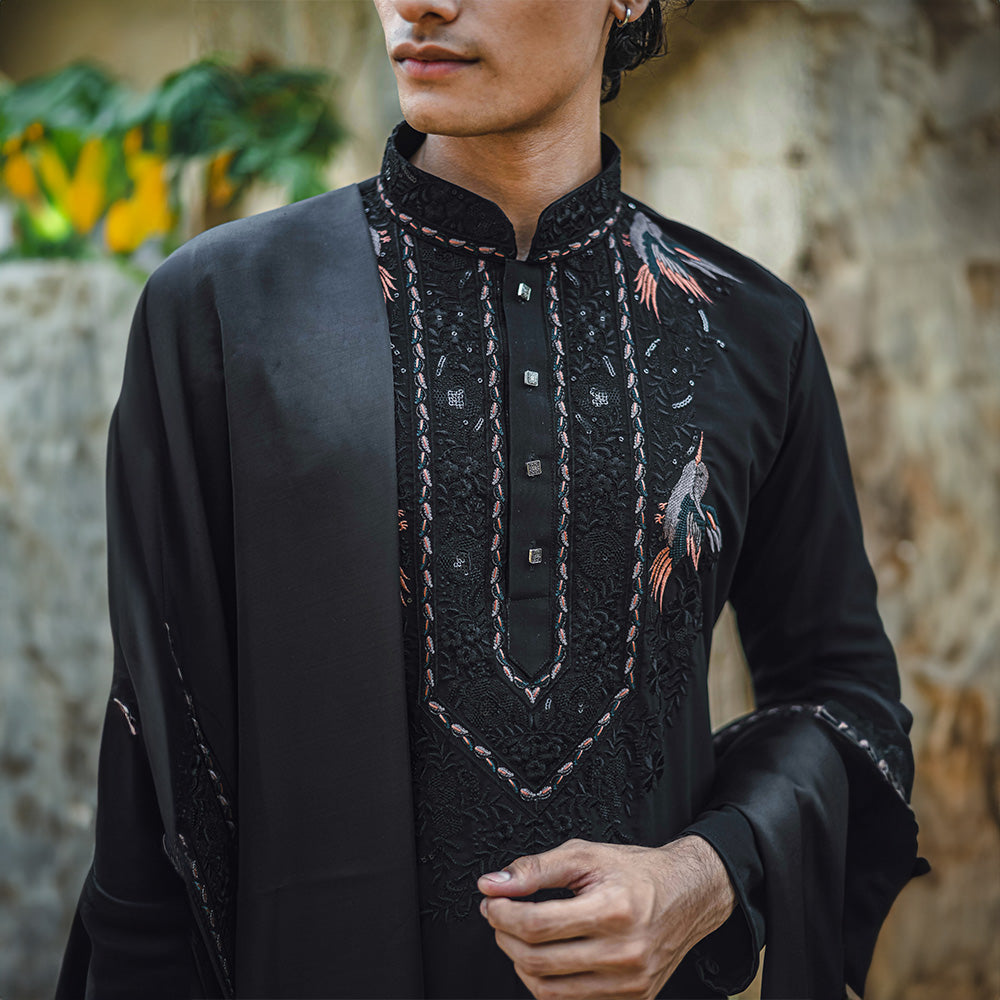 Black Vriksha Pichwai Kurta