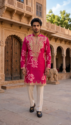 Pink Gold Floral Kurta