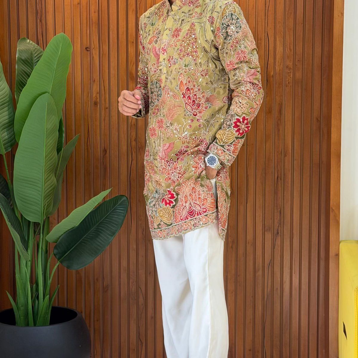 Royal Floral Embroidered Kurta Set - Hover Image
