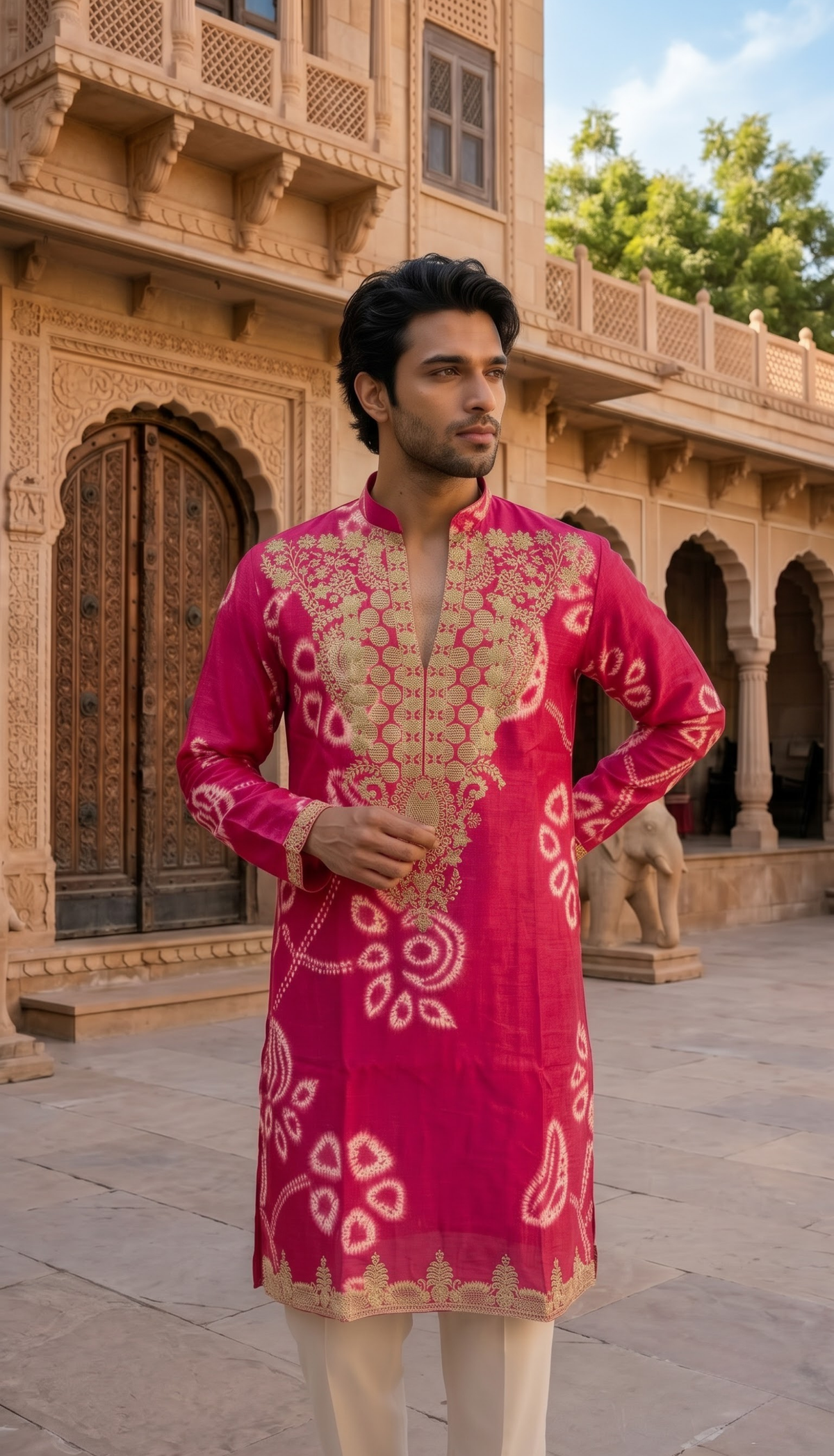 Pink Gold Floral Kurta