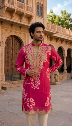 Pink Gold Floral Kurta