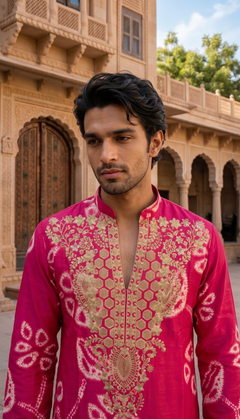 Pink Gold Floral Kurta