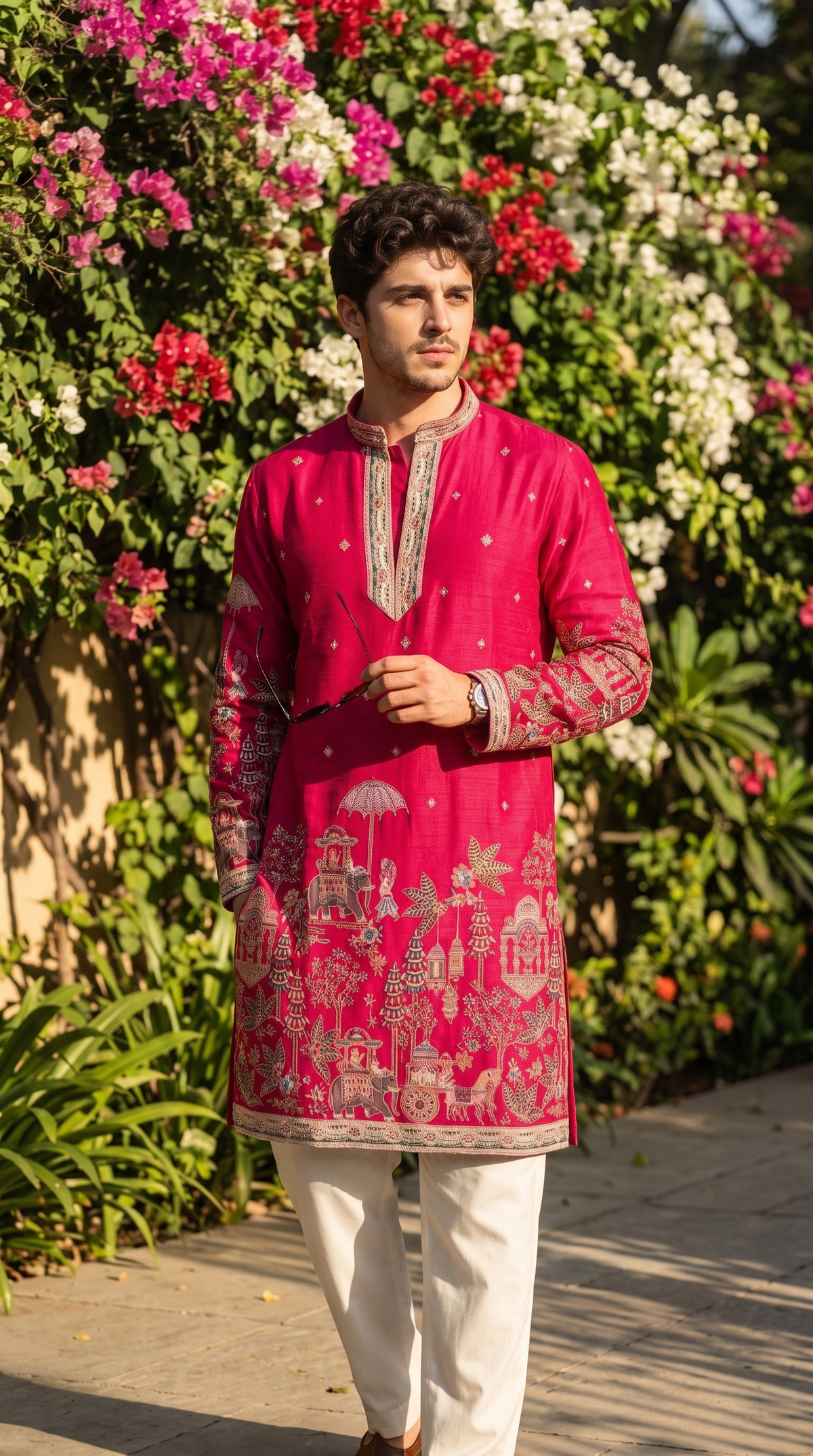 Heritage Fuchsia Pichwai Kurta