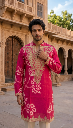 Pink Gold Floral Kurta