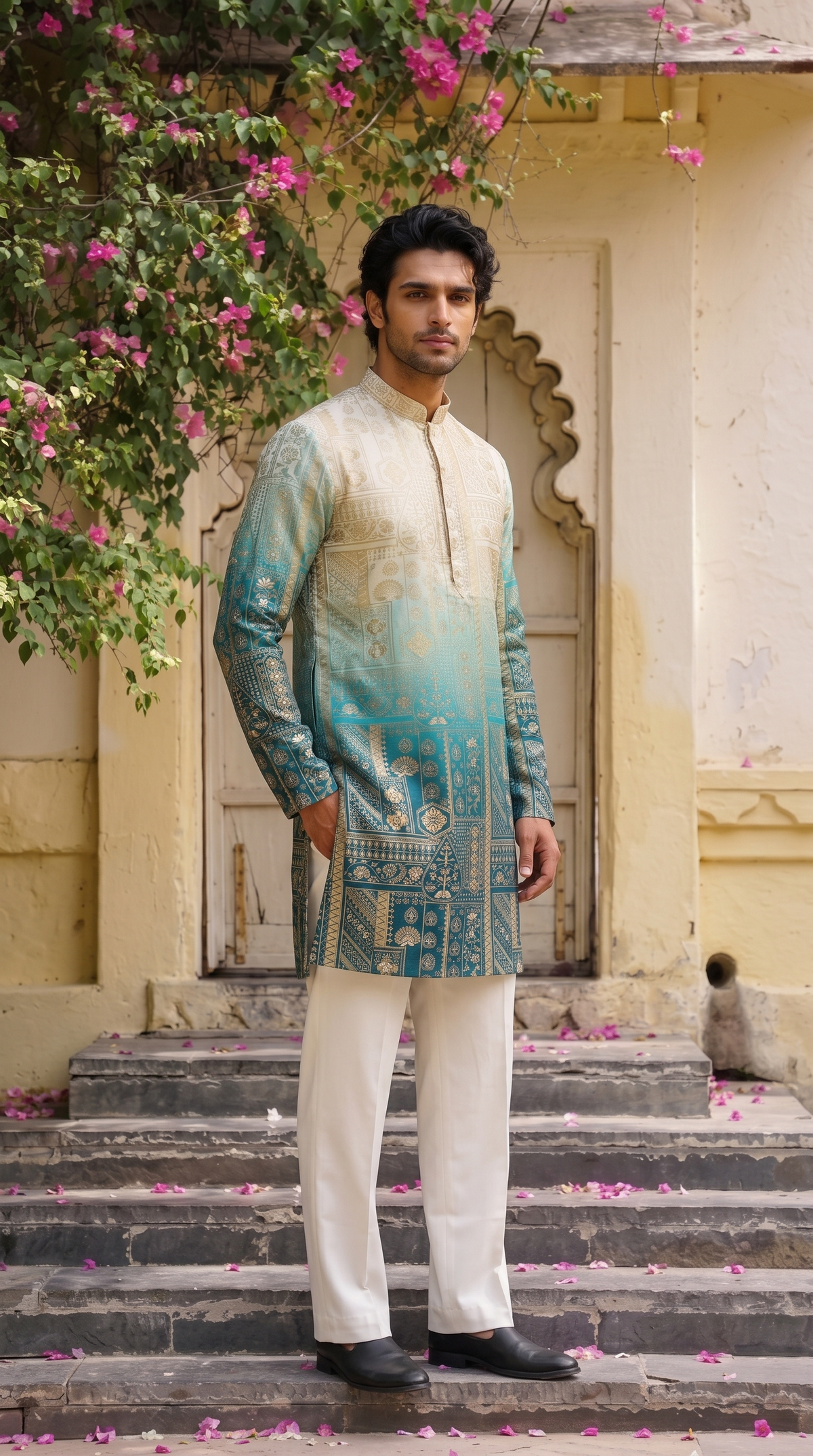 Ivory Aqua Heritage Kurta