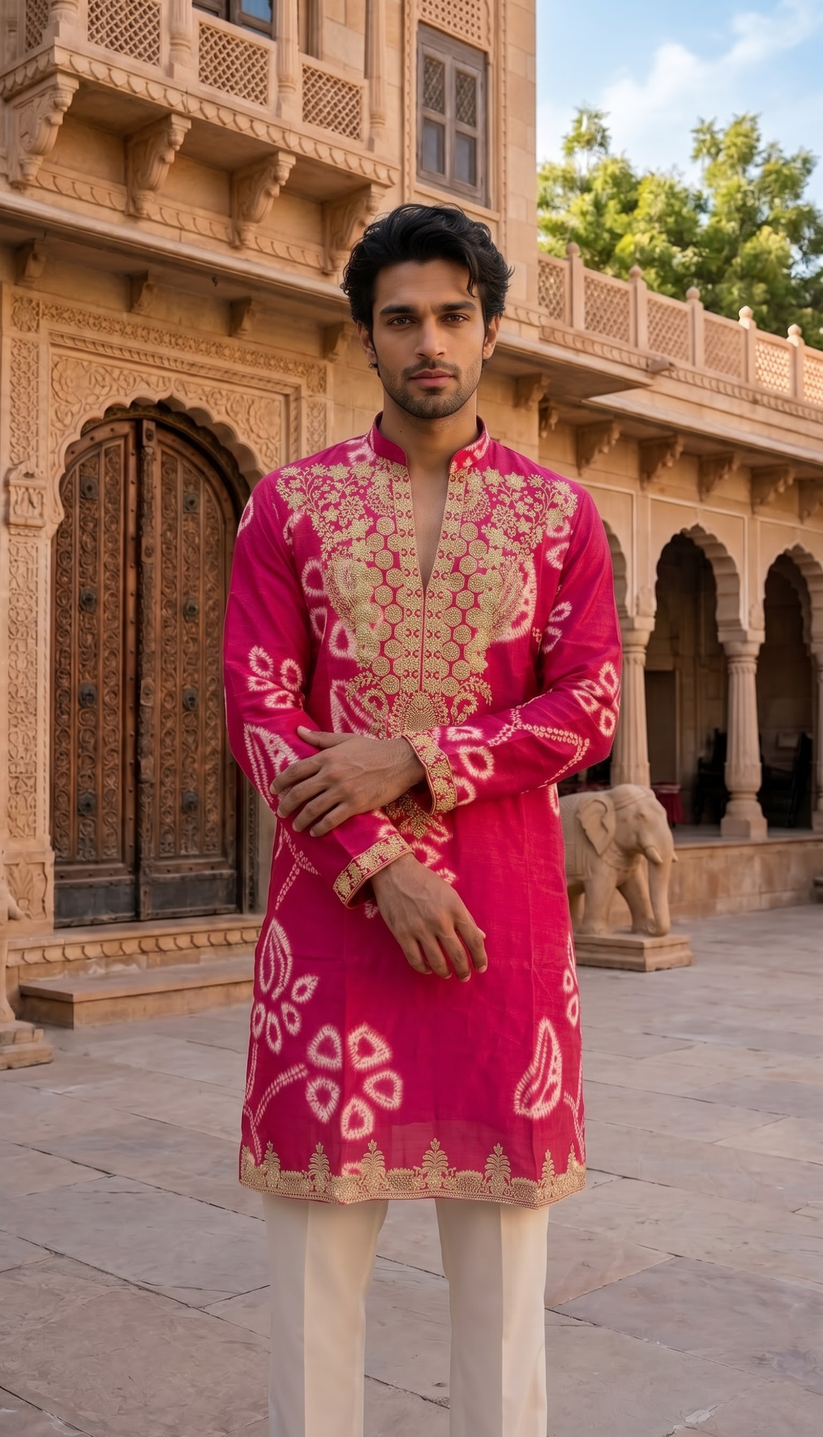 Pink Gold Floral Kurta