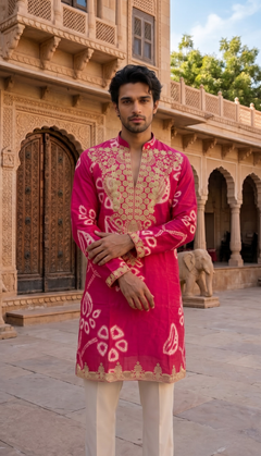 Pink Gold Floral Kurta