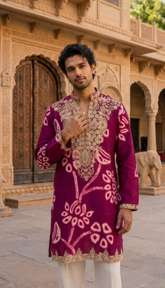 Wine Gold Floral Kurta