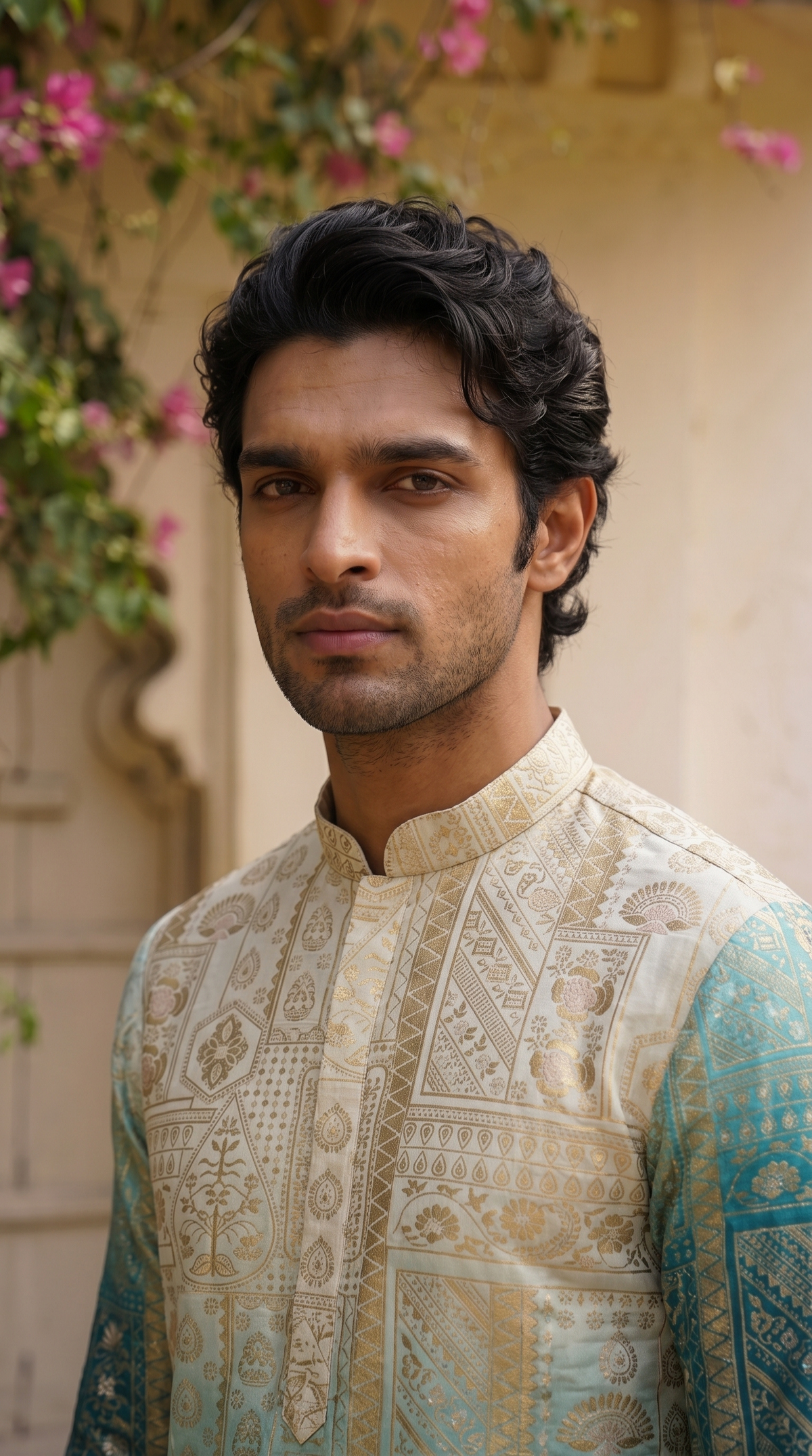 Ivory Aqua Heritage Kurta