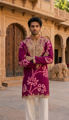 Wine Gold Floral Kurta