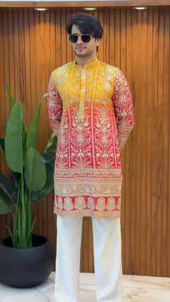 Sunrise Ombre Embroidered Designer Kurta Set