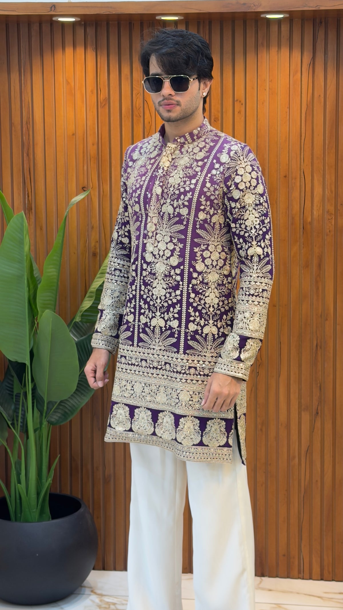 Royal Purple Embroidered Kurta set