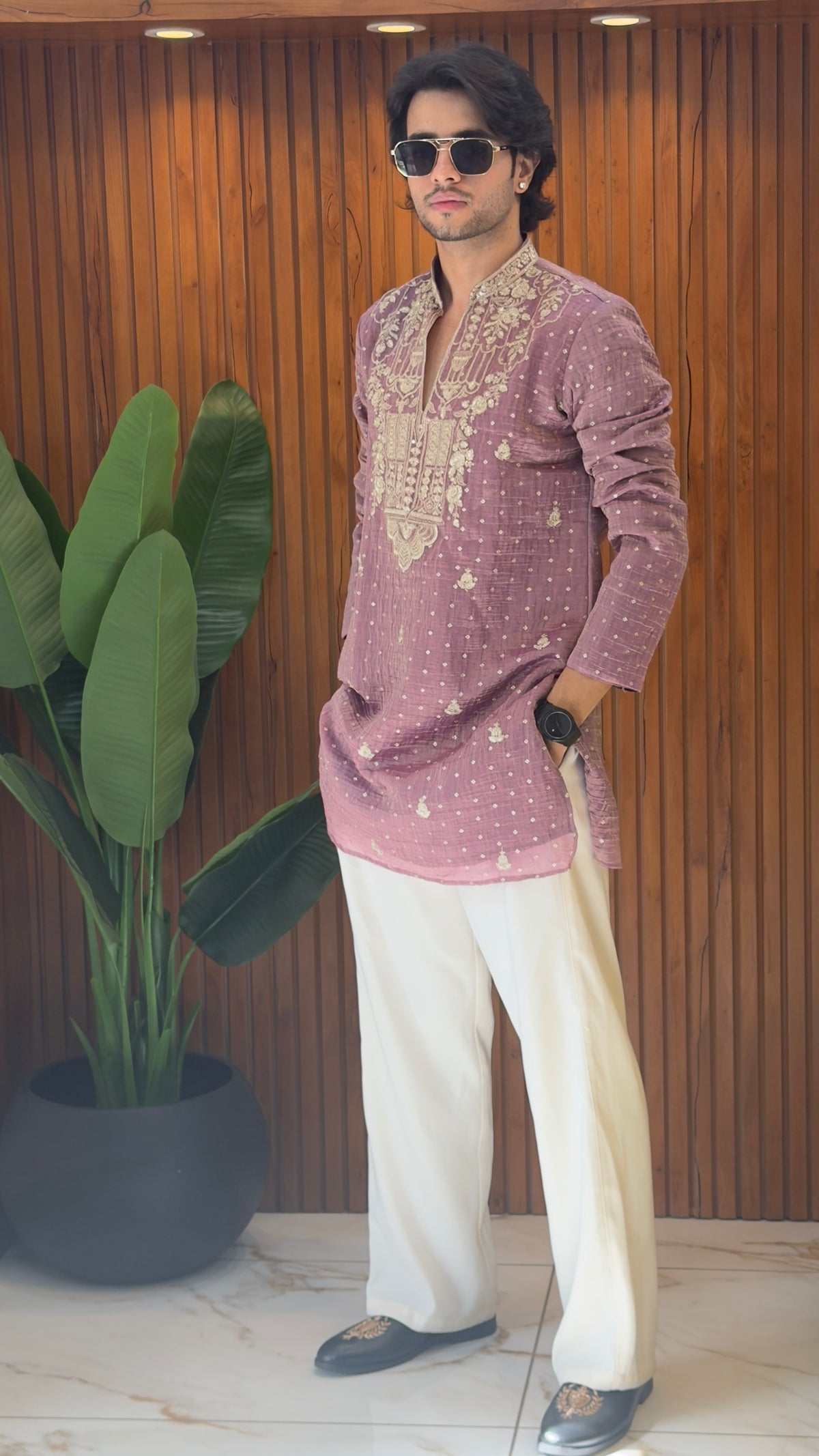 Tissue V Neck Kurta