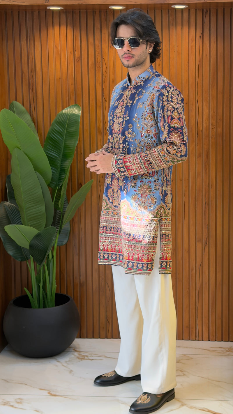 Azure Royale Embroidered Kurta Set