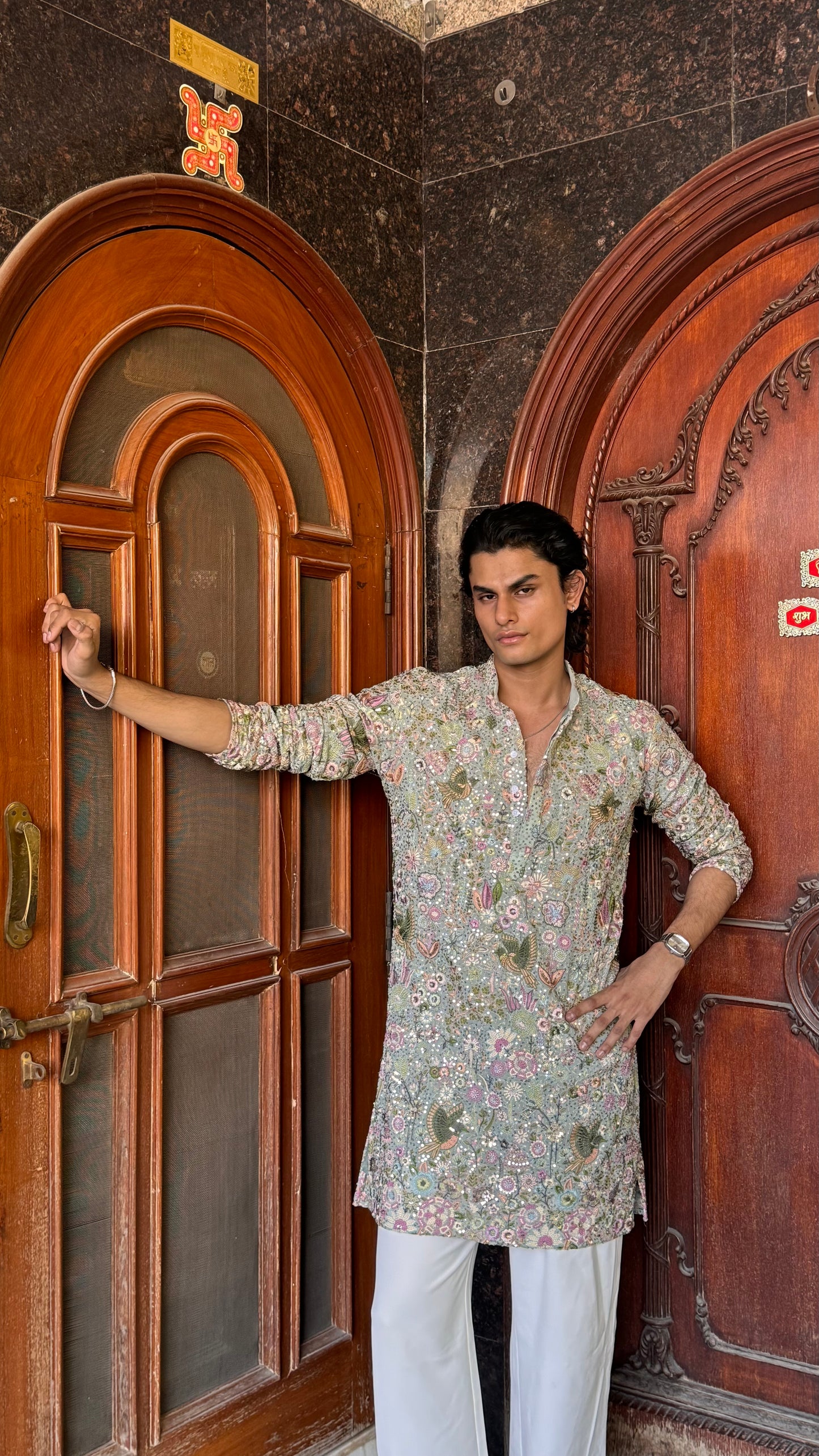 Vantara Green Embroidery Kurta