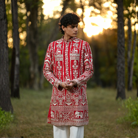 Crimson Legacy Embroidered Kurta