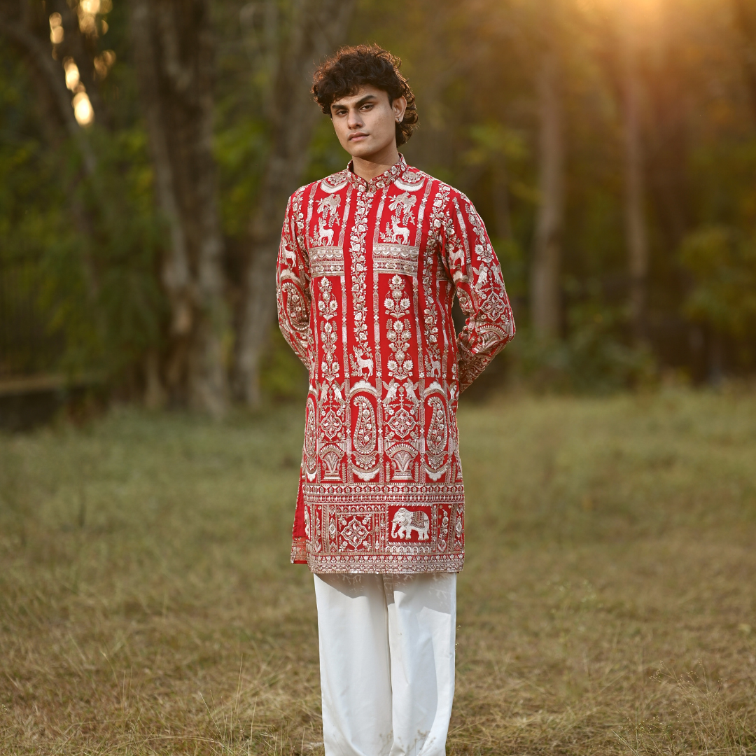 Crimson Legacy Embroidered Kurta