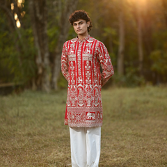 Crimson Legacy Embroidered Kurta