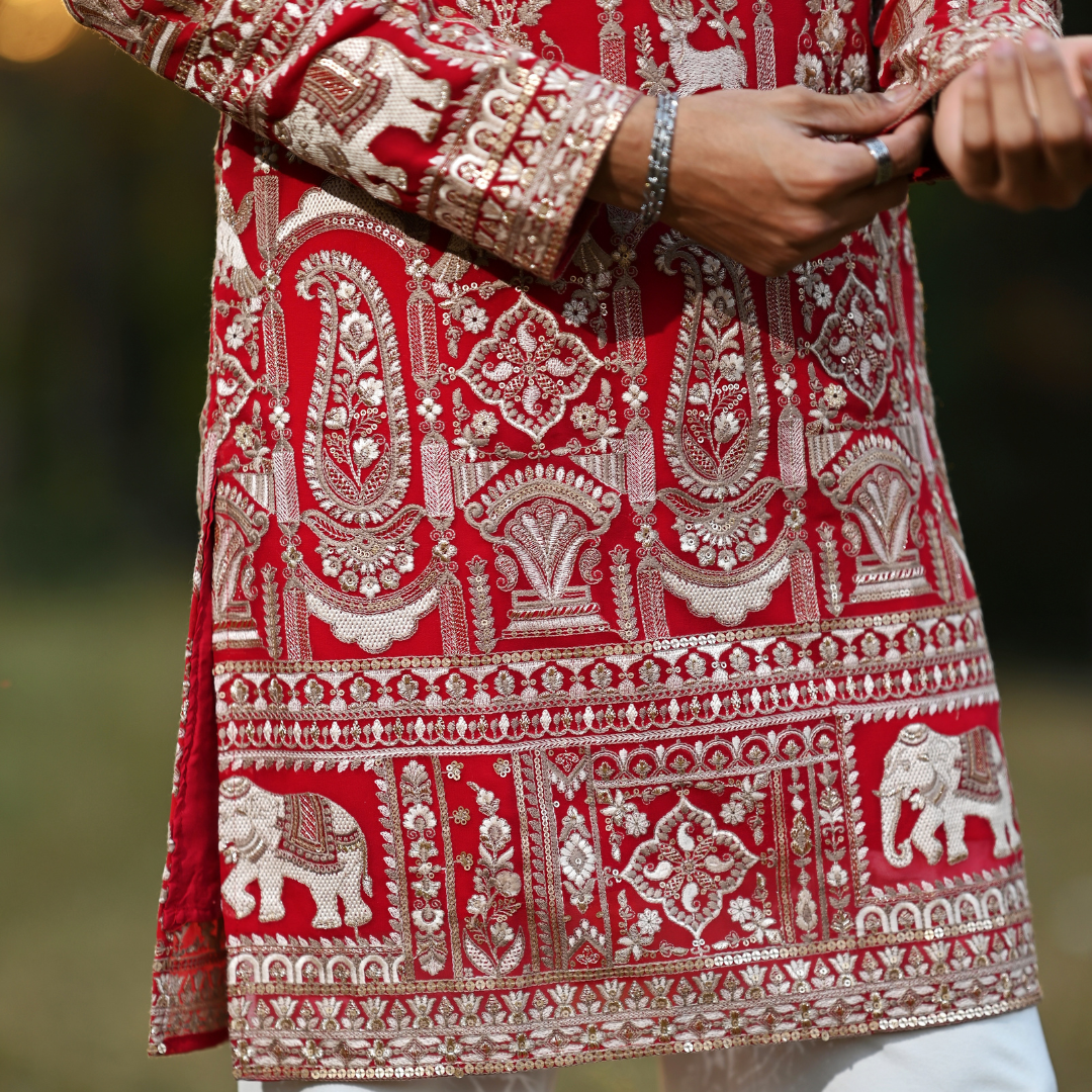 Crimson Legacy Embroidered Kurta