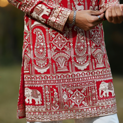 Crimson Legacy Embroidered Kurta