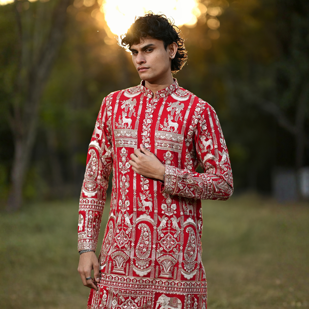 Crimson Legacy Embroidered Kurta