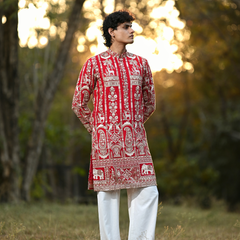 Crimson Legacy Embroidered Kurta