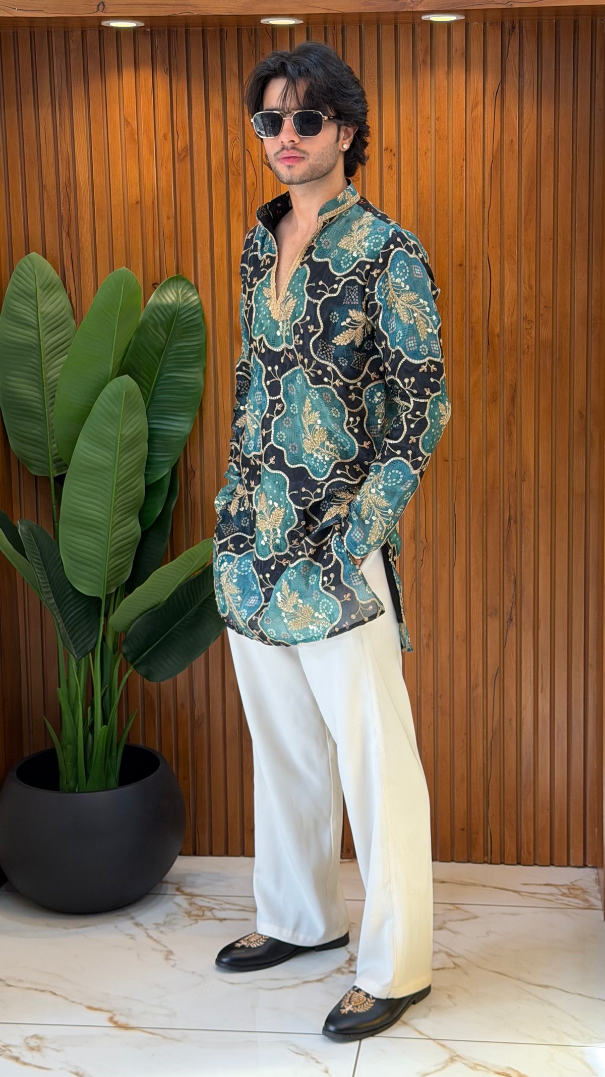Royal Mehroon Floral Kurta