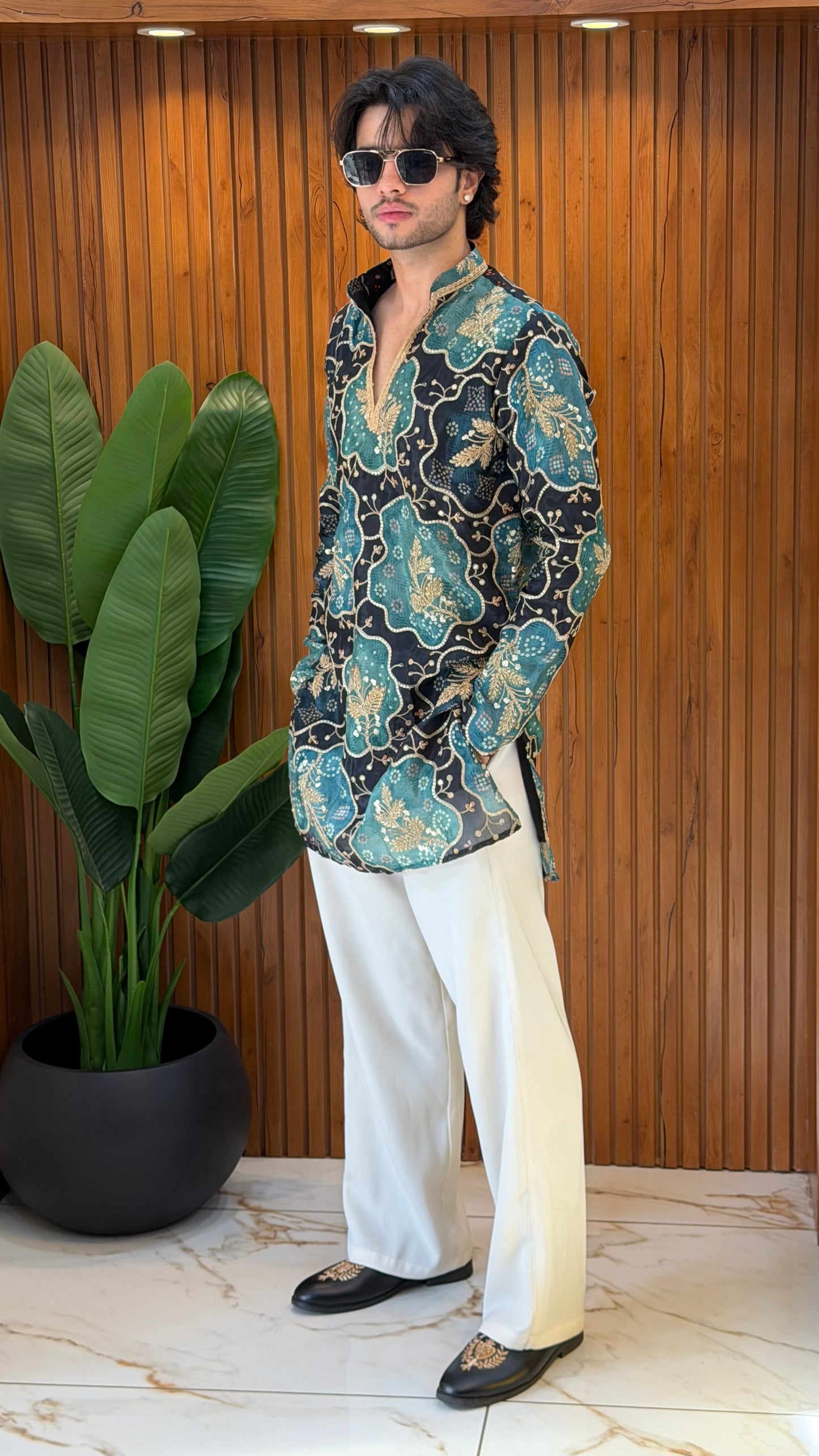 Royal Mehroon Floral Kurta